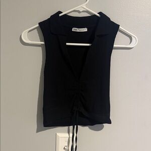 ZARA Black Tank Top Polo Cropped